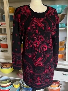Portraits by Northern Isles Knitted Floral Sweater Dress - Size Small